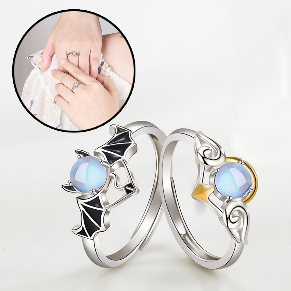 Nhẫn Đính Hôn Đôi Cánh Thiên Thần Ác Quỷ Thời Trang Có Thể Điều Chỉnh Làm Quà Tặng Trang Sức Cho Bạn Thân