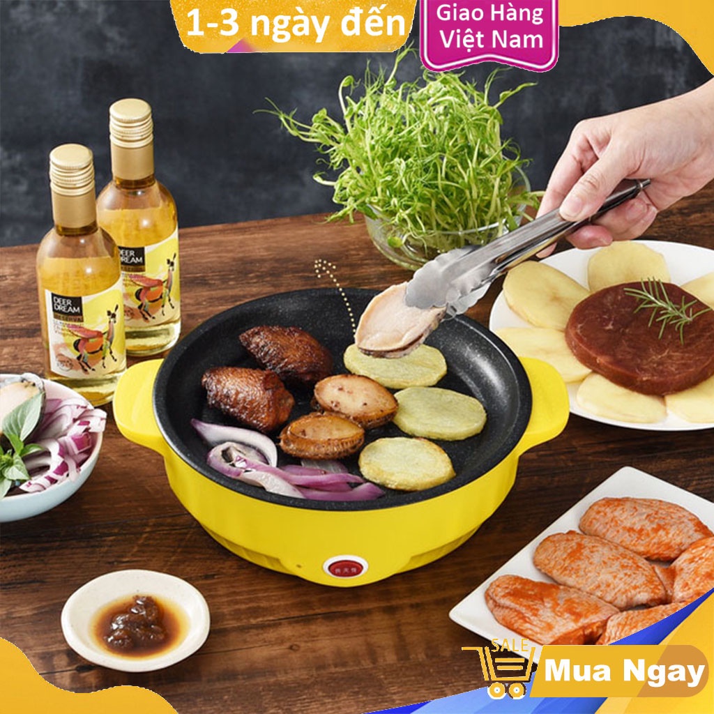 Chảo Nướng Điện Mini Đa Năng , Bếp Nướng Thịt BBQ Tráng Men Chống Dính Chất Lượng Cao, Dễ Lau, Đảm Bảo Vệ Sinh Ăn Uống