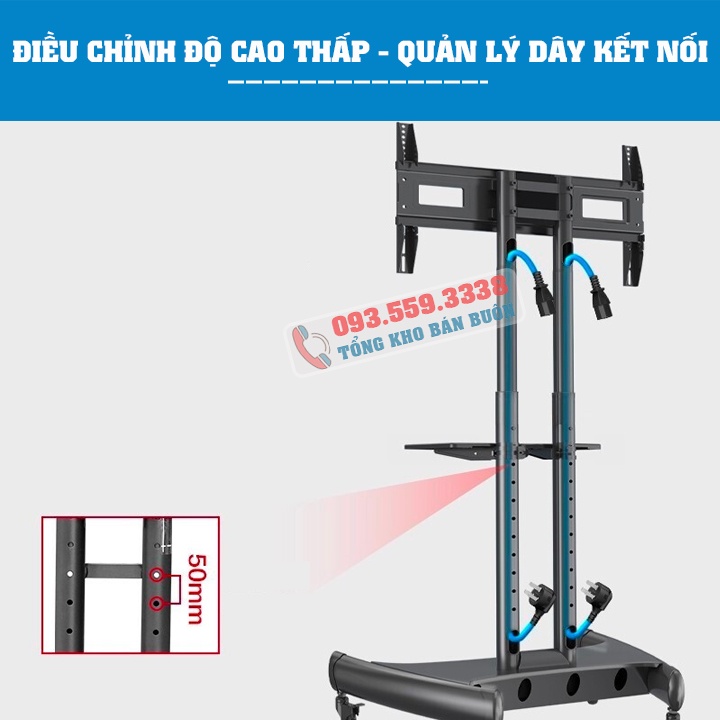 AVA1500 / Giá Treo Tivi Di Động NB AVA1500-60-1P 32 - 70 Inch / Có Bánh Xe Di Chuyển