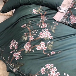 Lụa thêu cao cấp hoa đào 4 món