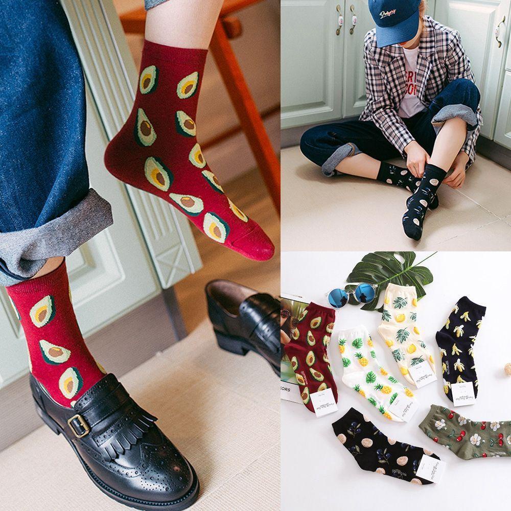 1 Đôi Tất Chân In Hình Trái Cây Hoạt Hình Dễ Thương