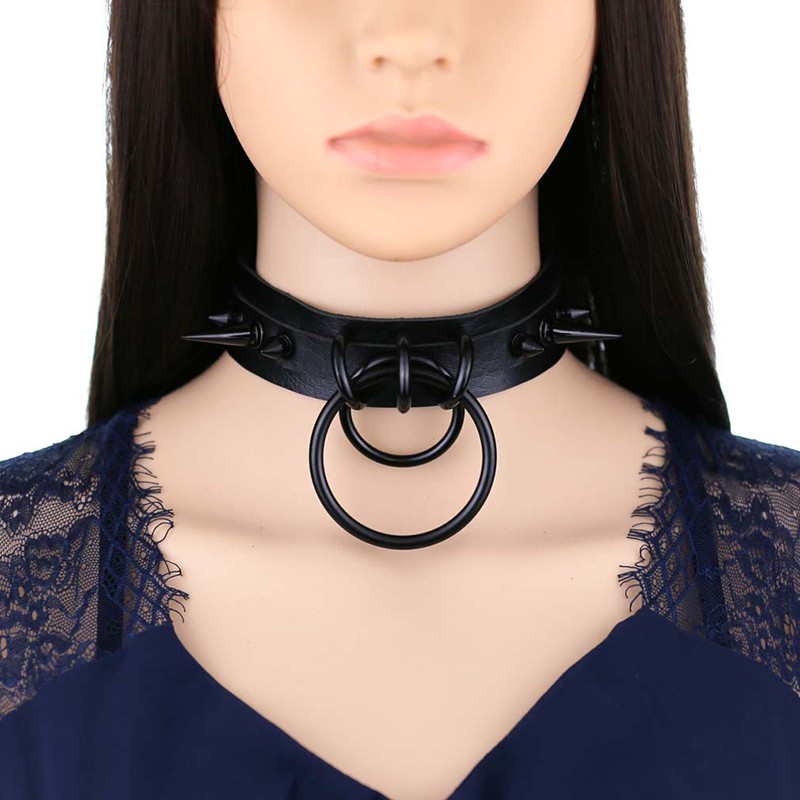 Vòng Cổ Choker Da PU Đính Đinh Tán Cá Tính Cho Nữ