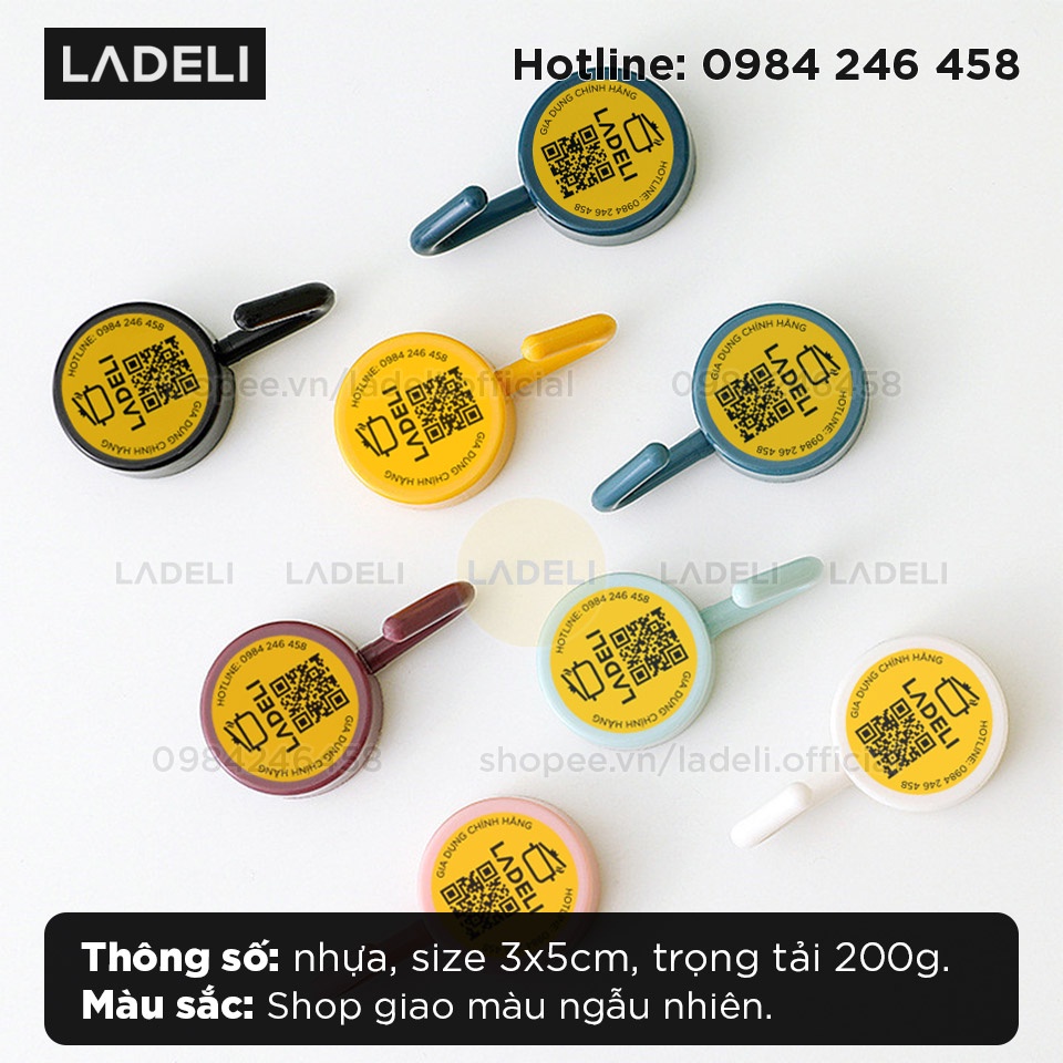 [Gift] Móc dán tường bằng nhựa 3x5cm - LADELI