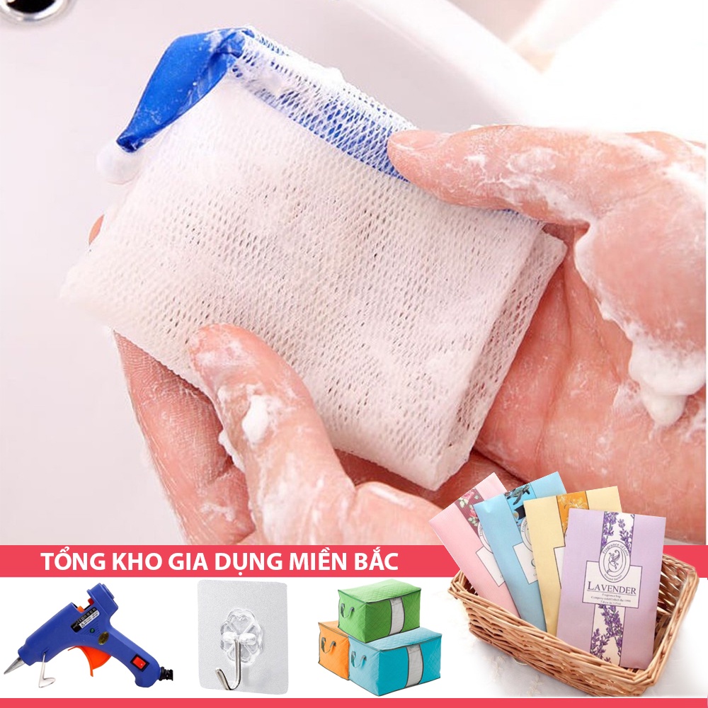[Tổng Kho Sỉ] (Nhận In Logo) Túi Lưới Tạo Bọt Xà Phòng - Bao Lưới Đựng Xà Bông Tiện Lợi - 2 Lớp Có Dây Rút
