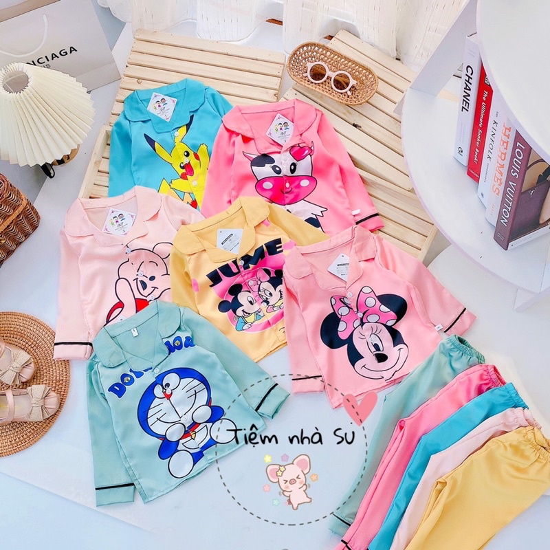 Đồ bộ cho bé - Bộ Pijama lụa cho bé  (08-19kg)  ở nhà cũng phải xinh