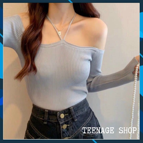 Áo len trễ vai tay dài ulzzang kiểu Hàn Quốc | BigBuy360 - bigbuy360.vn