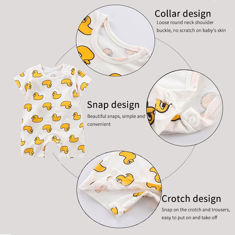 Áo Liền Quần Tay Ngắn Mềm Mại Thoáng Khí Thời Trang Mùa Hè Cho Bé