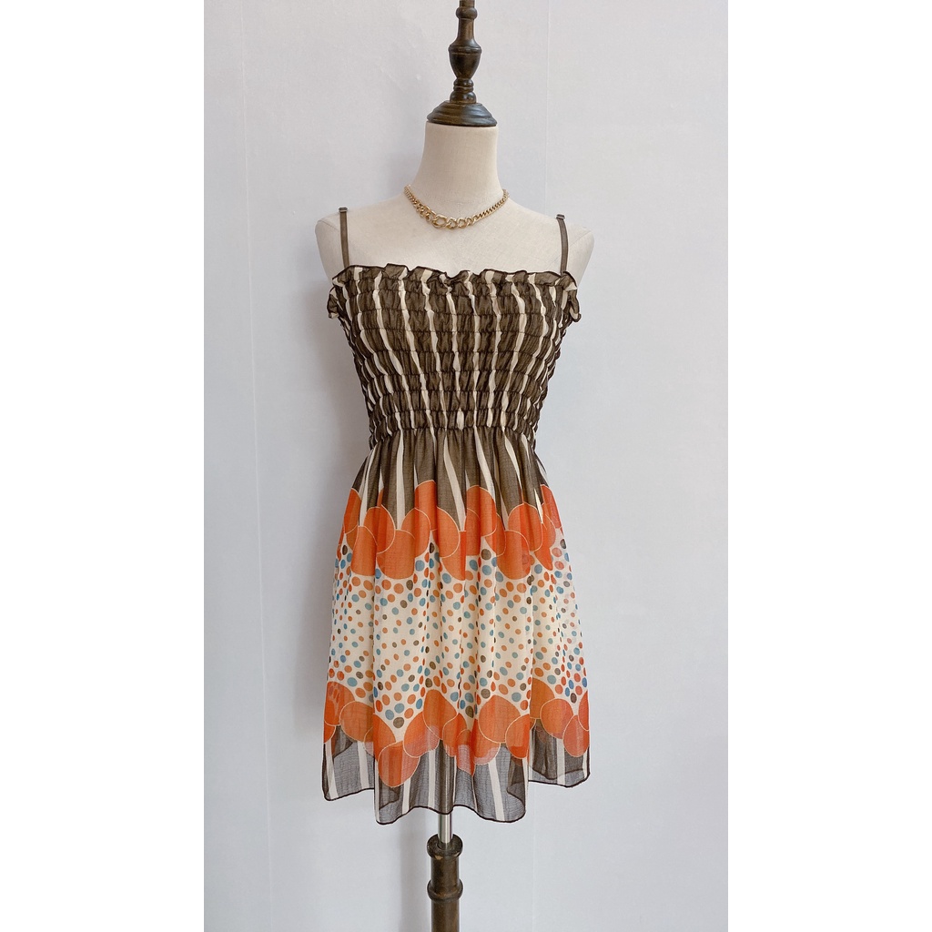 ÁO ĐẦM 2 DÂY HÀNG SI 2HAND BOU JEWELRY VINTAGE MÃ HD004