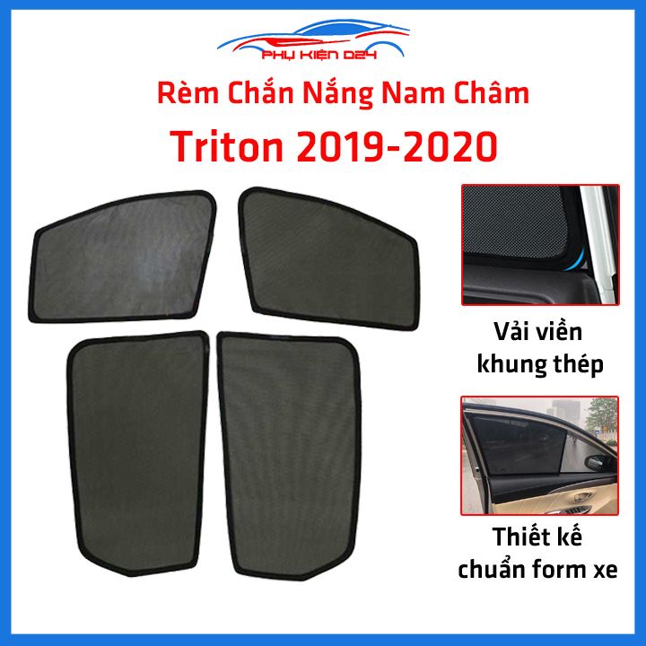 Bộ 4 rèm chắn nắng nam châm Triton 2019-2020 khung cố định chống tia UV