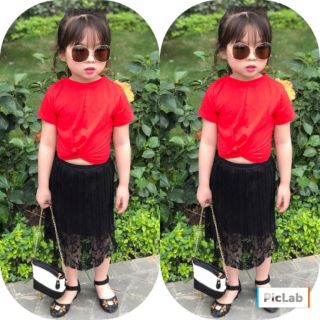 Bộ váy bé gái áo croptop xinh mát ngày hè - follow shop quần áo trẻ em