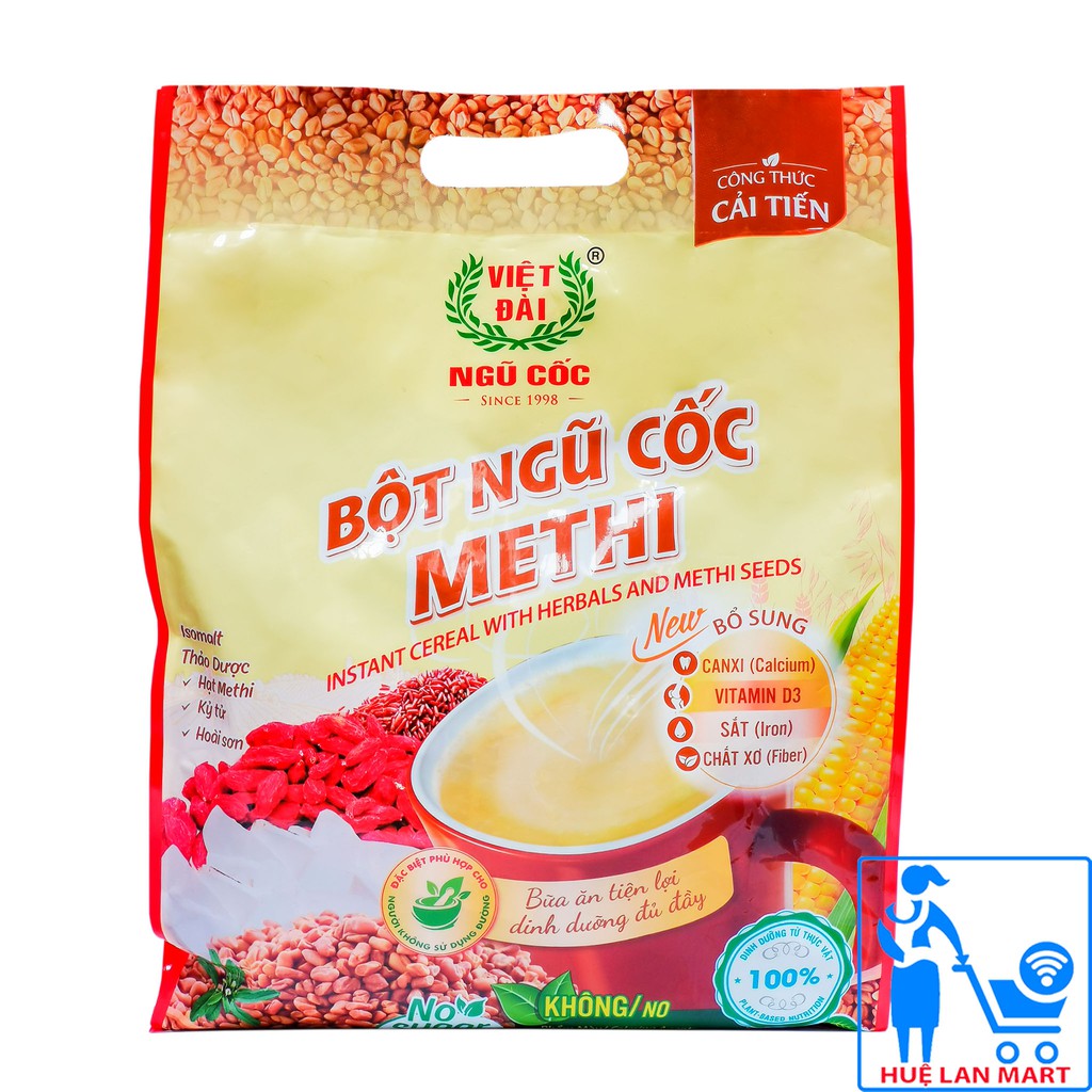 [CHÍNH HÃNG] Bột Ngũ Cốc Methi Việt Đài - Túi 600g (15 gói x 40g) (Bữa ăn tiện lợi dinh dưỡng đầy đủ)