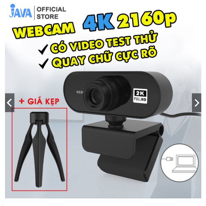 [4K NÉT GẤP 4 FULLHD] Webcam máy tính 4K - 38400 x 2160p - Thu hình cho máy tính, pc, TV, để bàn