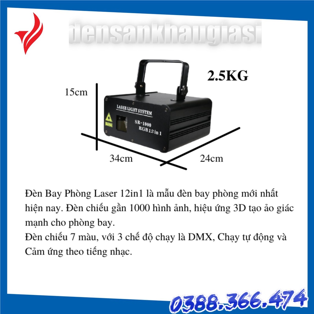 Đèn Bay Phòng Laser 12in1 Chiếu Hình Hiệu Ứng Ảo 10D Đèn Sân Khấu Giá Sỉ