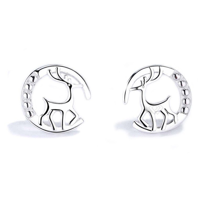 Bông tai nữ hình con tuần lộc khuyên tai bạc 925 hàng hộp sang trọng Bella925 C151