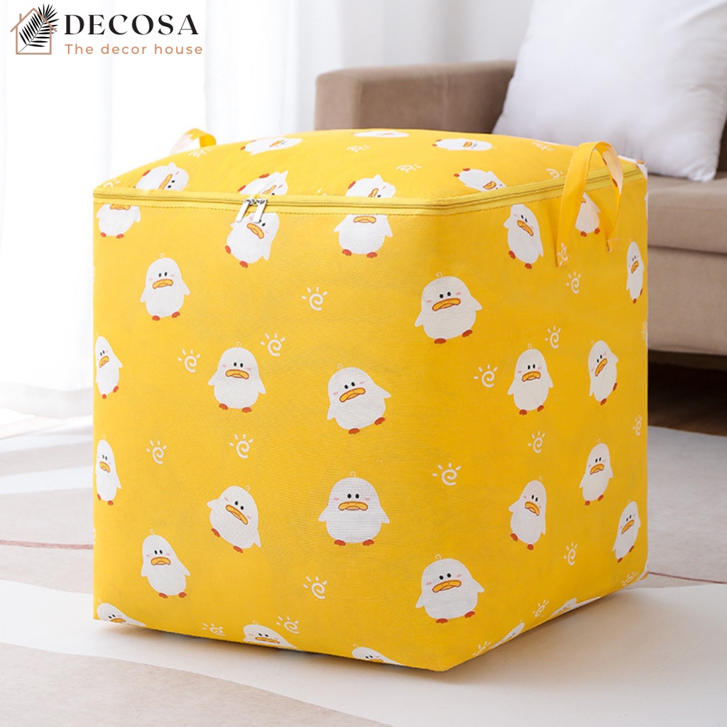 Giỏ đựng quần áo có nắp đậy vải canvas chống thấm cỡ lớn 100L