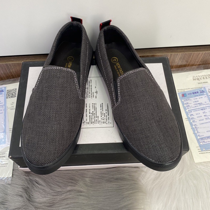 Giầy lười vải xám nam kèm video