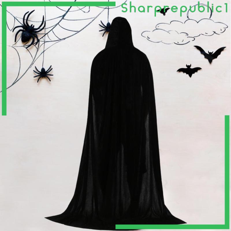 Áo choàng nhung đen dáng dài 150cm có mũ trùm dùng để hóa trang Halloween
 | BigBuy360 - bigbuy360.vn