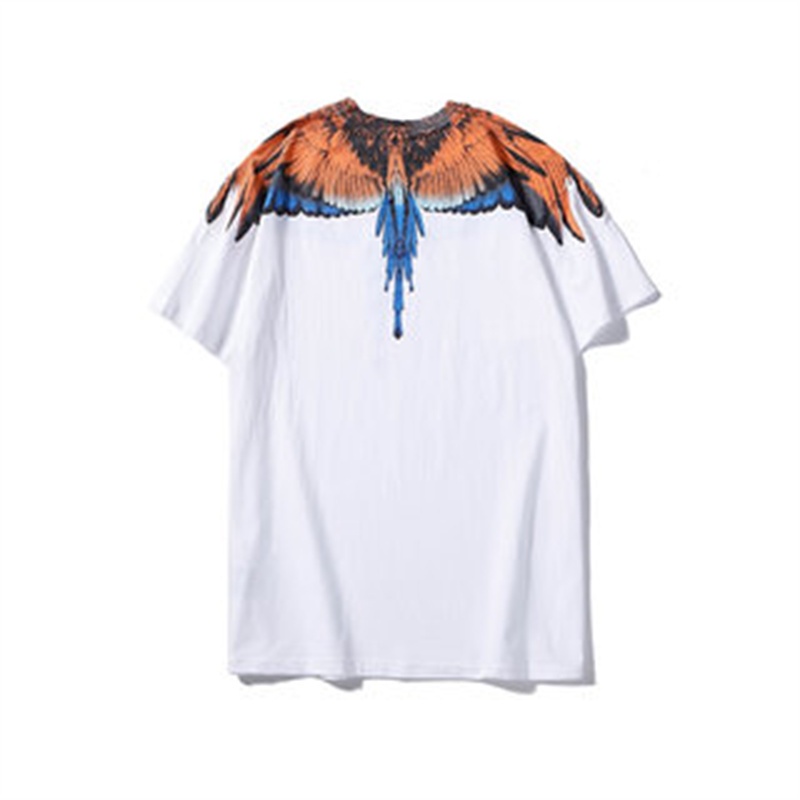 Áo Thun Cotton Tay Ngắn In Hình Đôi Cánh Màu Cổ Điển Thời Trang Unisex