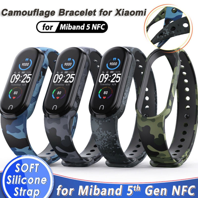 Dây Đeo Cổ Tay Thay Thế Bằng Silicon Mềm Họa Tiết Rằn Ri Cho Xiaomi Mi Band 5