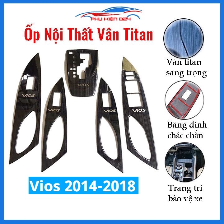 Ốp nội thất Vios 2014-2015-2016-2017-2018 vân Titan bảo vệ chống trầy xước và làm đẹp xe
