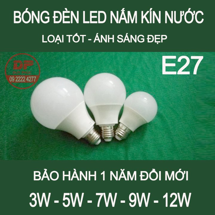 Bóng led nấm 3w – 5w - 7w – 9w – 12w kín nước – loại tốt – bảo hành 12 tháng