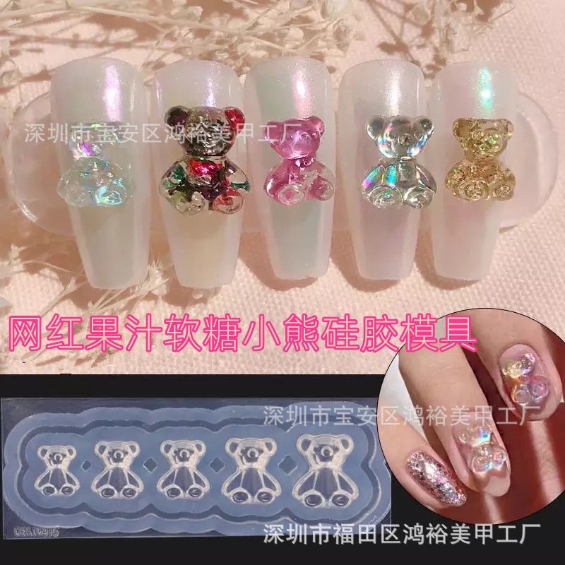 khuôn gấu silicon nail