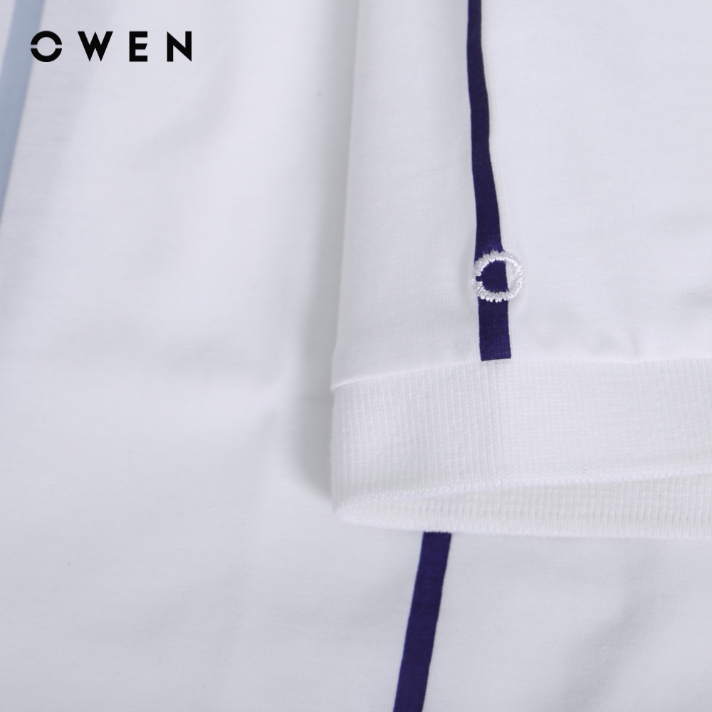 Áo polo Nam ngắn tay Owen Bodyfit Trắng kẻ xanh - APV220639