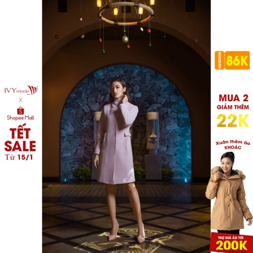 [NHẬP WABRTL5 GIẢM 10% TỐI ĐA 50K ĐH 250K ]Áo khoác dạ nữ dáng suông IVY moda MS 71M3021