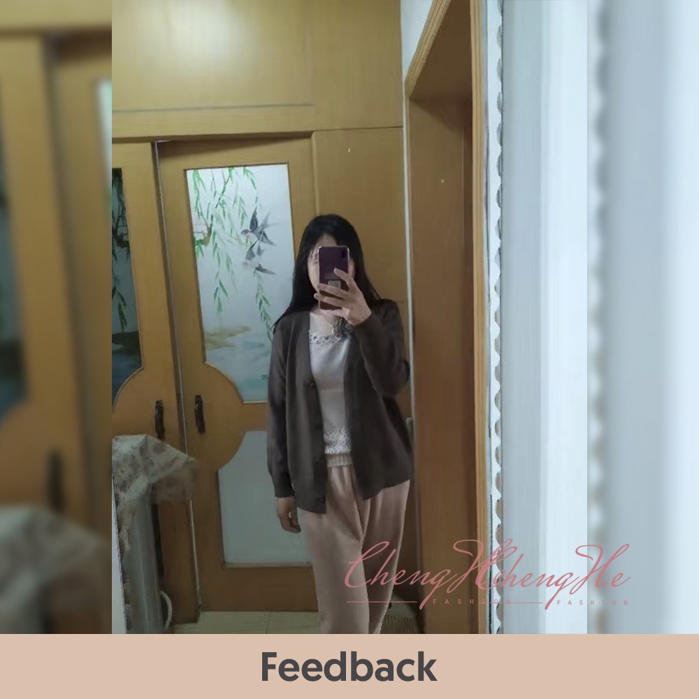 Áo khoác len cardigan nữ dáng lửng dài tay cài cúc dáng rộng oversize cổ v dày dặn A00015