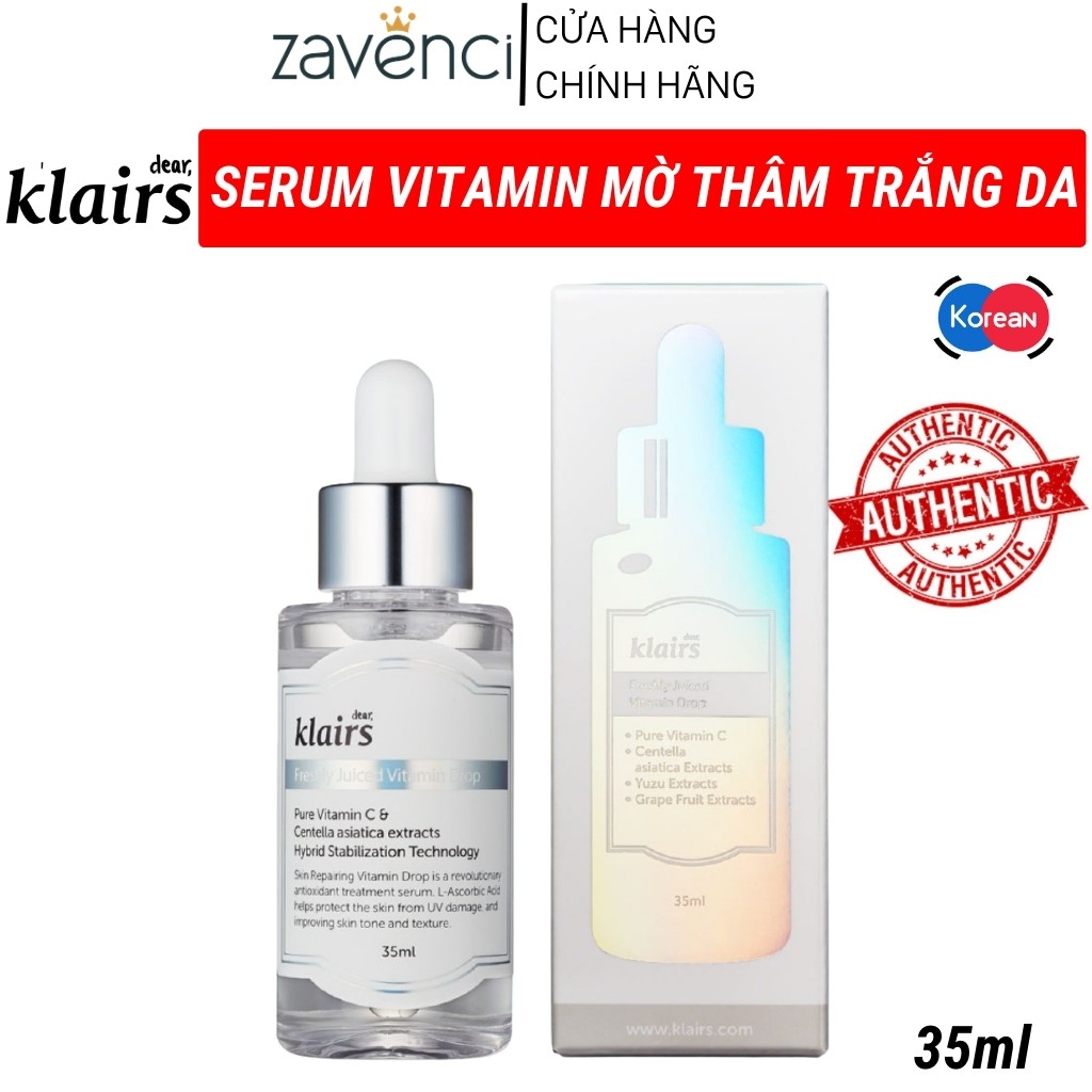 Serum trắng da SR201019 KLAIRS Freshly Juiced Vitamin Drop Mờ Thâm Nám Sáng Da (35ml) Ảnh Thật