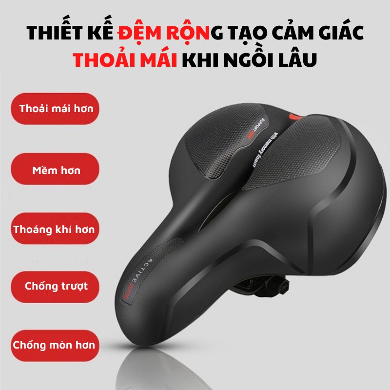 Yên Xe Đạp Yên Xe Đạp Thể Thao Siêu Êm Siêu Mềm Thoáng Khí Chống Sốc Có Phản Quang Cảnh Báo An Toàn Chất Liệu Cao Cấp