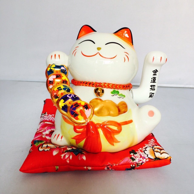 Mèo Thần Tài May Mắn Maneki Neko 16cm Vẫy Tay (Kèm Pin Và Đệm) | BigBuy360 - bigbuy360.vn