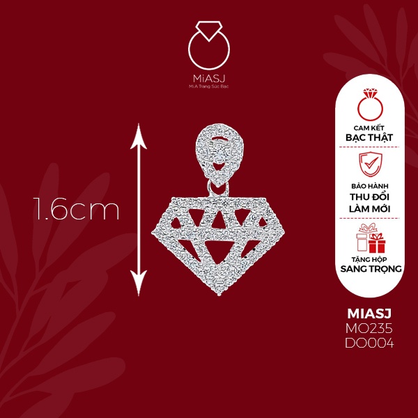Mặt dây chuyền nữ bạc Ý S925 MiASJ đính đá Cz sáng đẹp cao cấp kiểu teen genz đa dạng mẫu M2