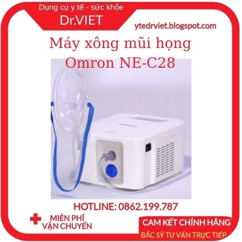 Máy xông mũi họng Omron NE-C28 - Cải thiện hệ hô hấp, giảm nghẹt mũi, ho, an toàn cho trẻ,bảo hành 2 năm-DrViet