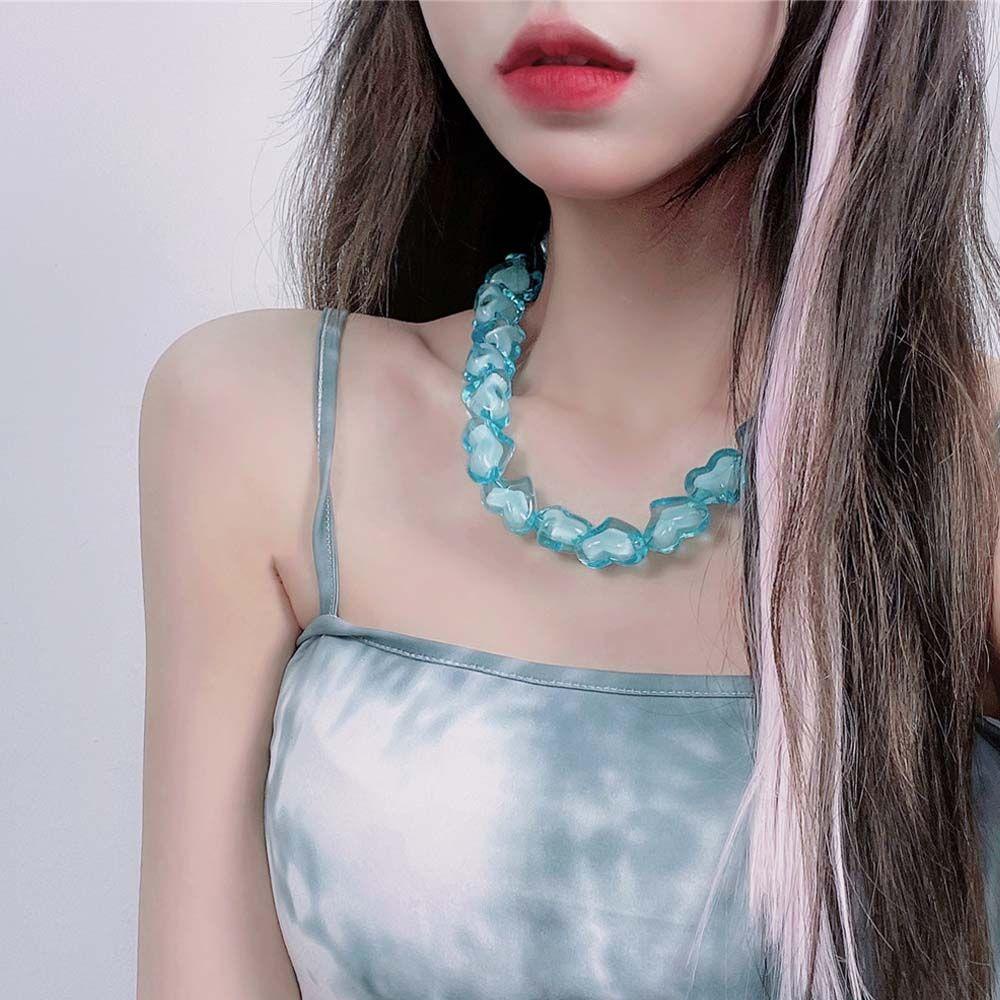 VANES1 Vòng Cổ Acrylic Y2K Mặt Trái Tim Phong Cách Punk Cá Tính Dành Cho Nữ