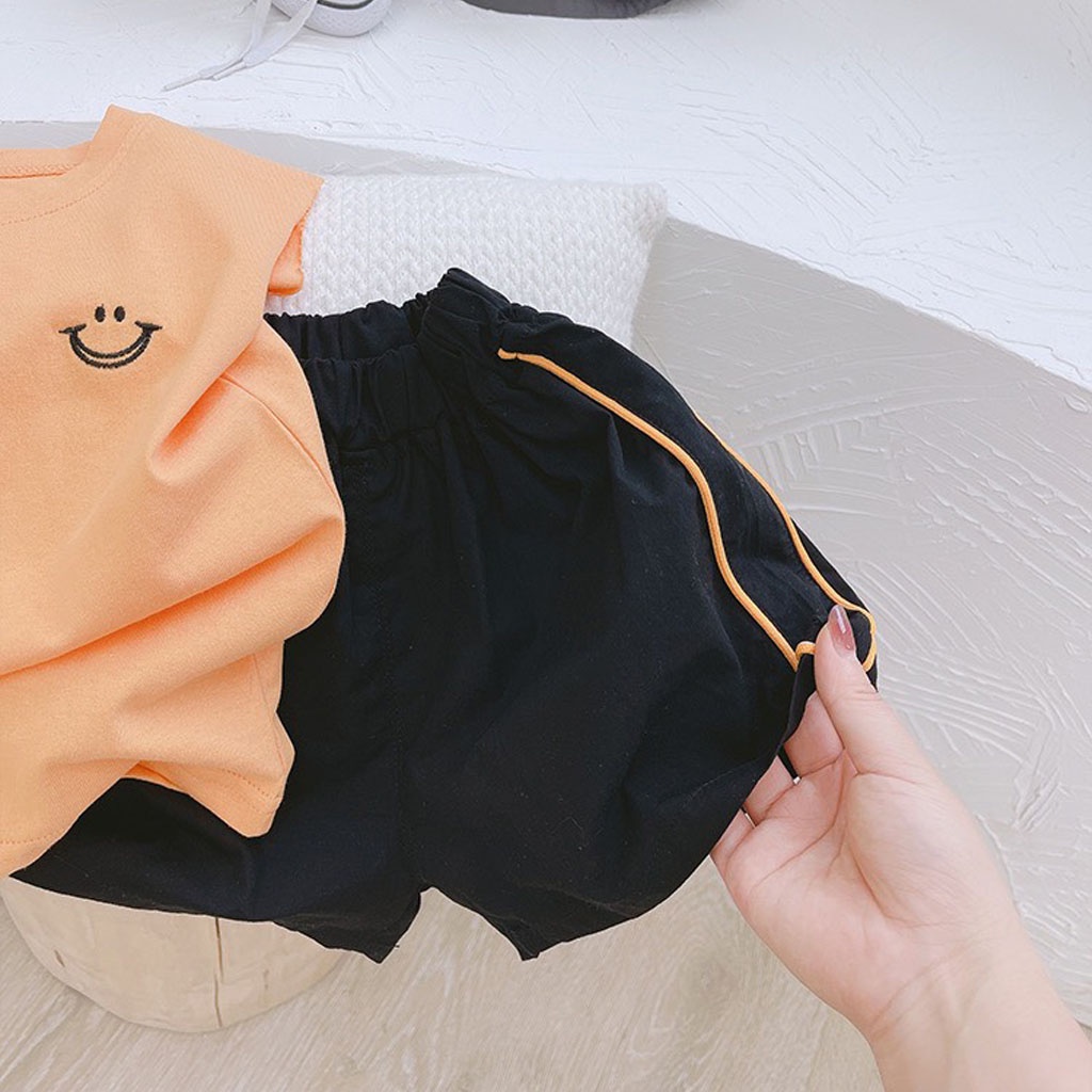 Đồ Bộ Bé Trai LILA KIDS, Bộ Sát Nách Thêu Miệng Cười Phối Quần Viền Cho Bé Từ 7-28kg