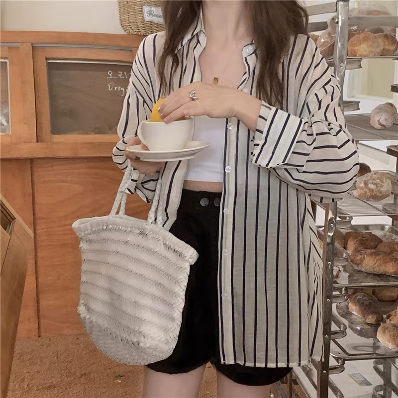 SET 3 MÓN : ÁO SƠ MI SỌC + ÁO LÓT TRẮNG + QUẦN SHORT NHIỀU MÀU