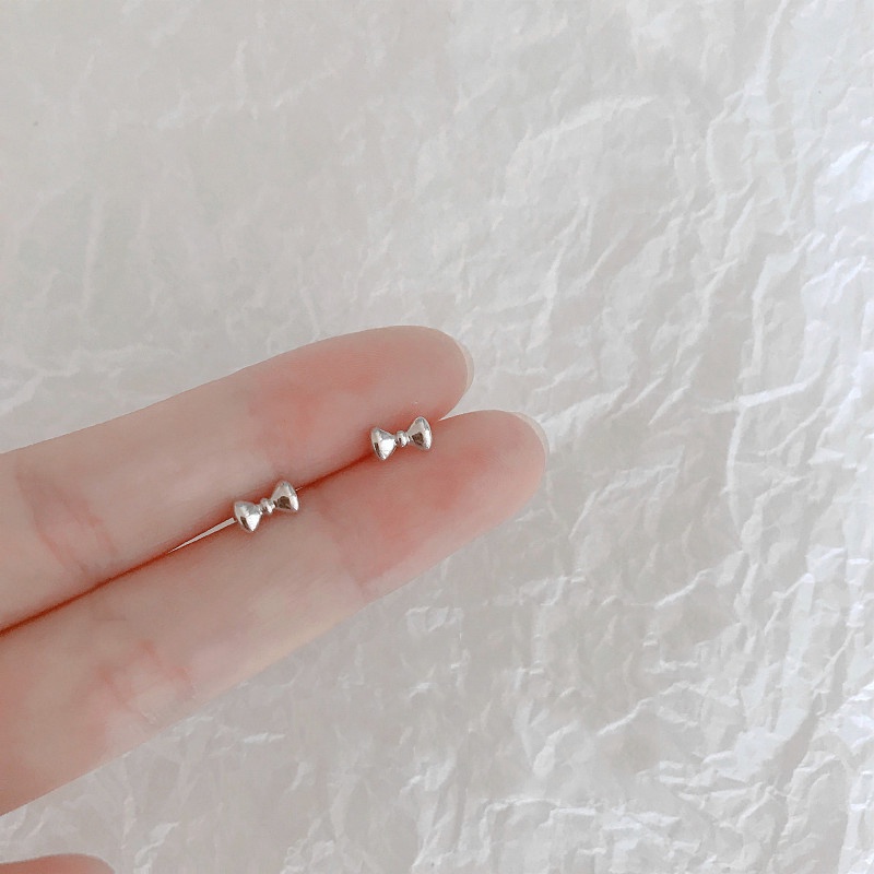 Đôi bông tai mạ bạc S925 hình nơ đơn giản dễ thương