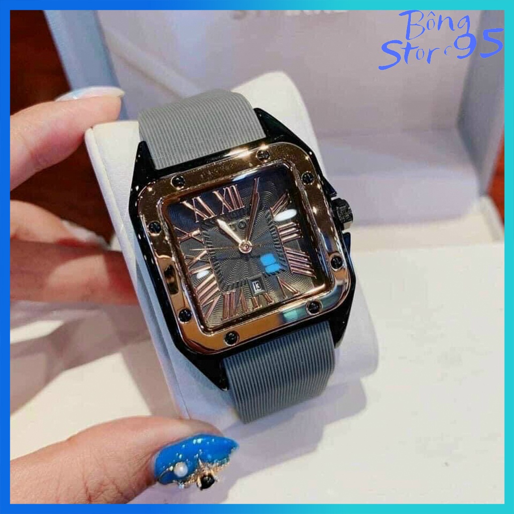 Đồng Hồ Nữ GuQi Dây Silicone Cao Cấp, Mặt Vuông Size 31x31mm Kiểu Dáng Thanh Lịch Thời Thượng