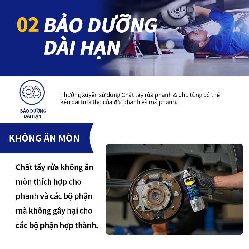Chai Xịt Tẩy Rửa Tay Thắng Phanh Xe WD 40 Brake & Parts Cleaner Chất Làm Sạch Vệ Sinh Cụm Thắng Xe & Phụ Tùng 450ml