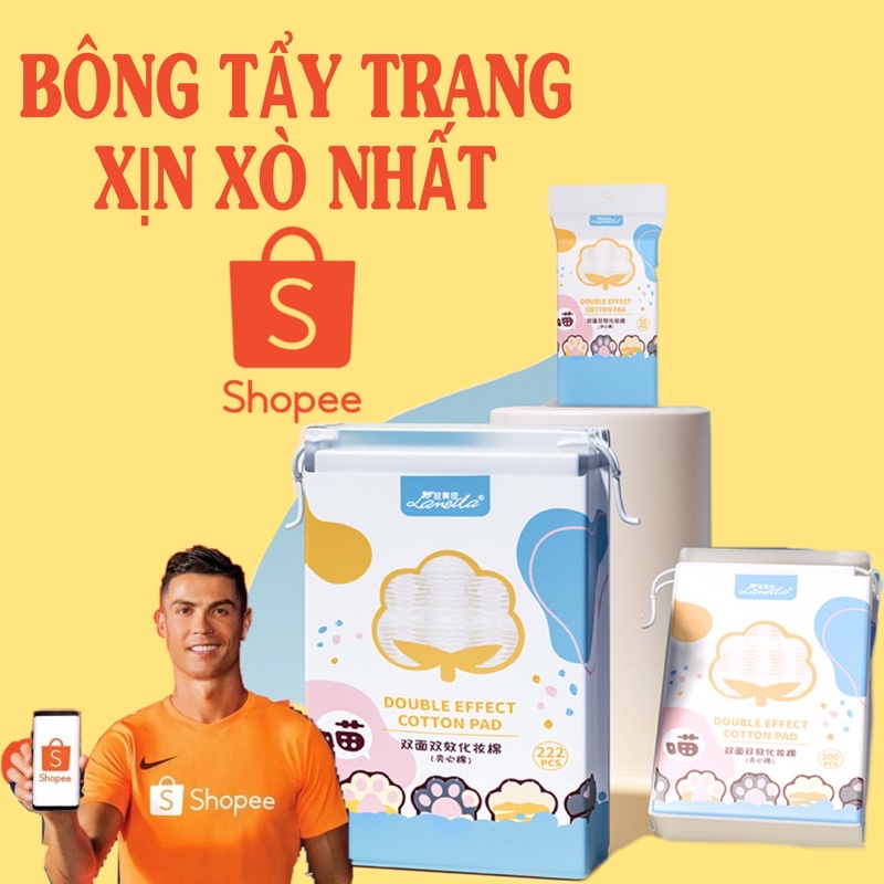 Bông Tẩy Trang Lameila 100% Bông Tự Nhiên 2 Mặt Mềm Mịn Êm Ái Không Rơi Sợi Bông