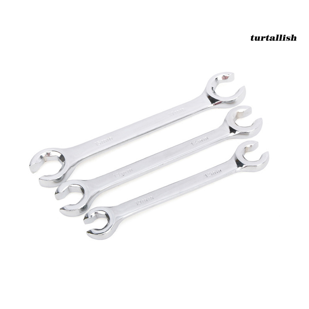 TURTALLISH 3Pcs Wrench Opened Ends High Torque Chromium Vanadium Steel Professional Oil Tube Dual-head Spanner for Vehicle Maintenance