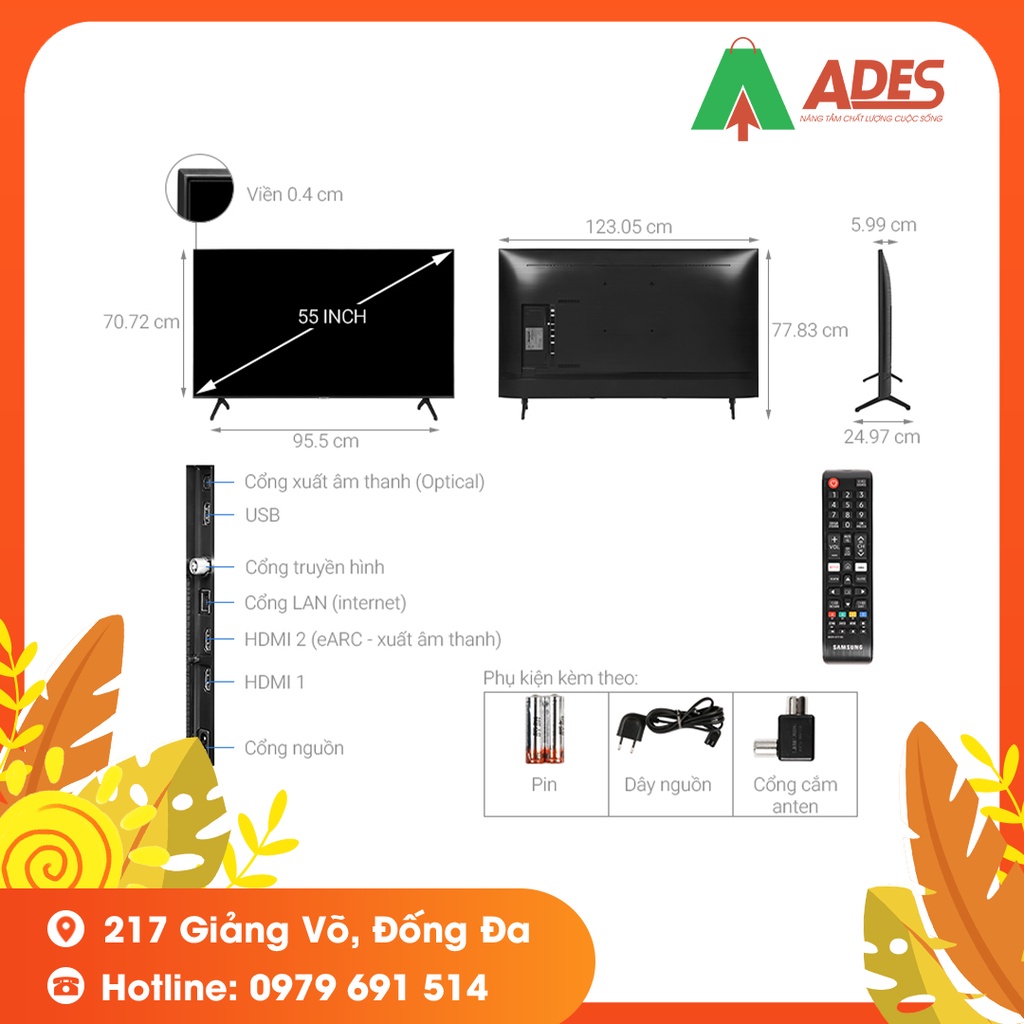 [Mã 154ELSALE2 giảm 7% đơn 300K] Smart TV Crystal UHD 4K 55 inch 55TU7000 - Bảo Hành Chính Hãng