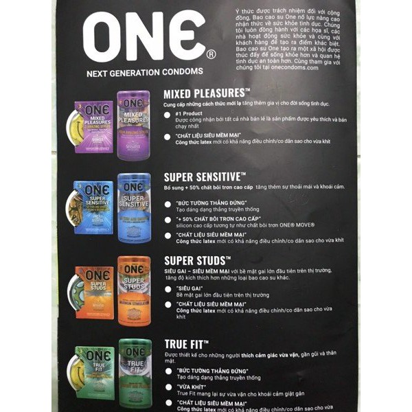 HỘP 12 CÁI - BAO CAO SU ONE TRUE FIT