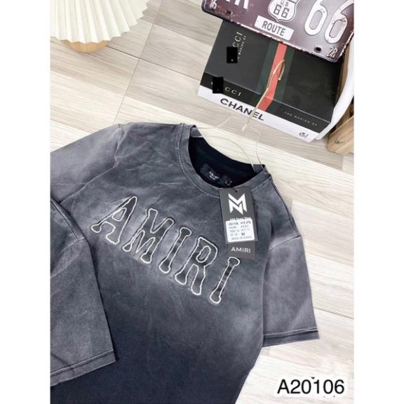 [Sẵn Hàng] Áo Phông Nam Ami Chất Cotton Loang Chữ Thêu Cao Cấp - Áo Phông Cổ Tròn Cao Cấp