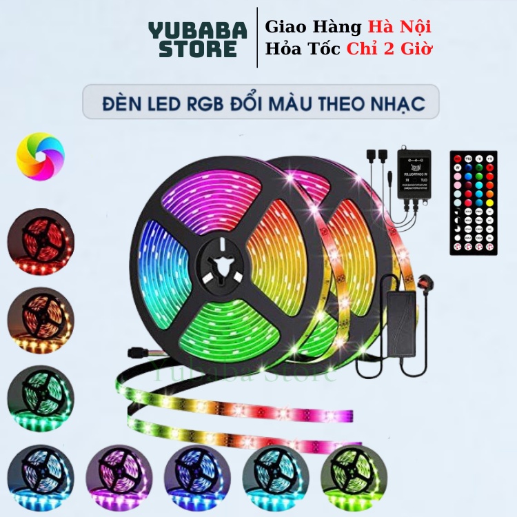 Bộ Đèn LED RGB Nháy Theo Nhạc Dài 5M, Đổi Màu,Đèn Trang Trí,LED RGB 5050 Chống Nước ( Chơi TIK TOK)