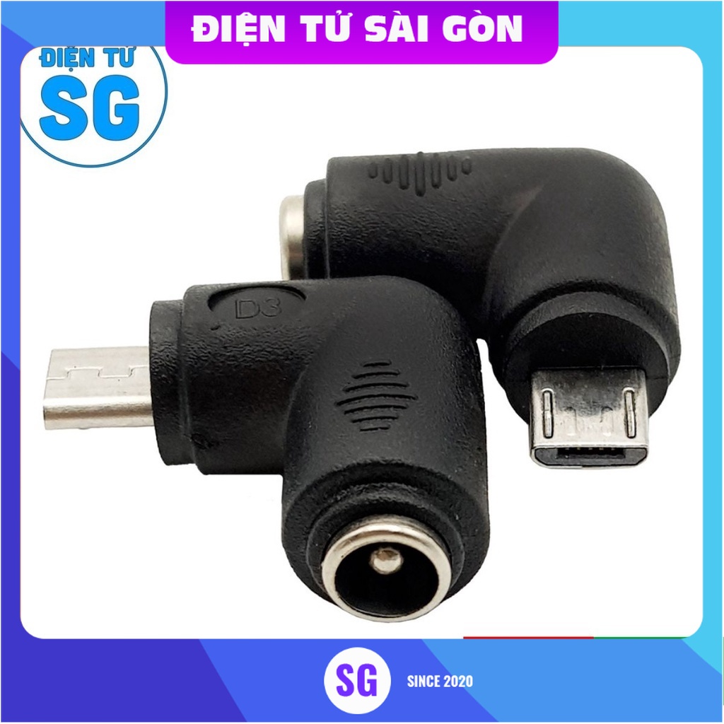 Đầu chuyển đổi DC 5.5x2.1mm sang Micro USB vuông góc