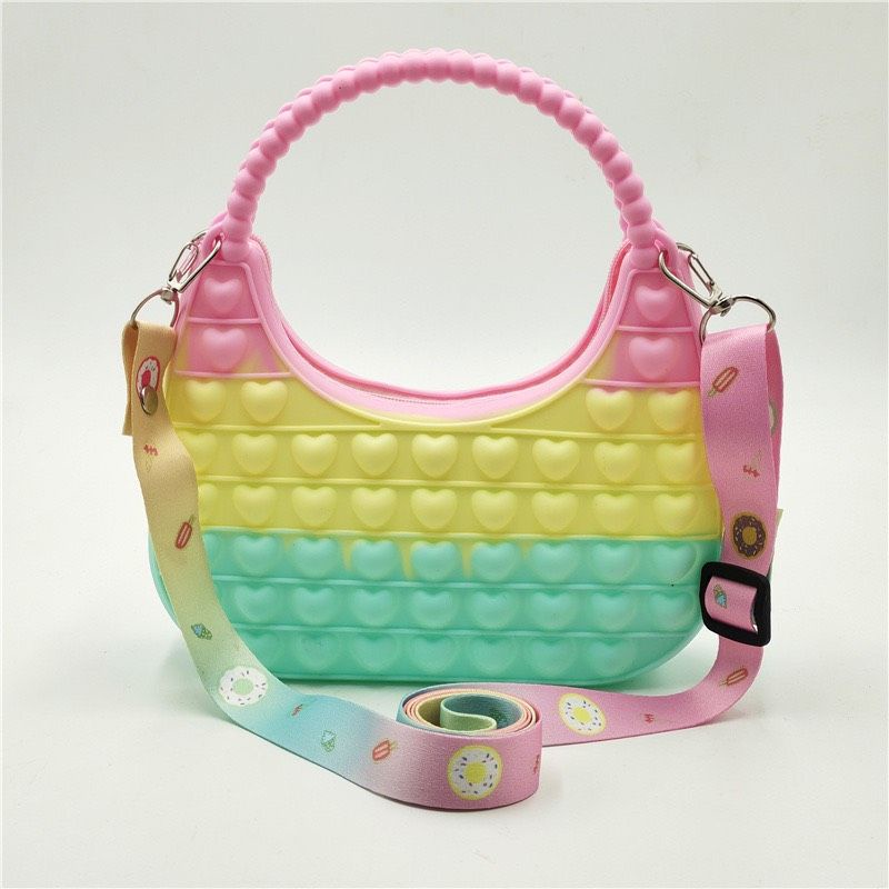 Túi Đeo Chéo Vai Đồ Chơi Pop It Cho Trẻ Em Màu Cầu Vồng