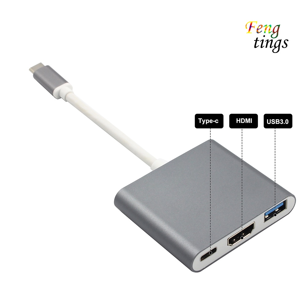 【FT】3 in 1 USB 3.1 Type-C to 4K UHD HDMI-compatible USB-C Hub Adapter Converter for Macbook