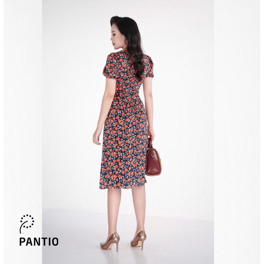 FDC33168 - Đầm công sở chất liệu lụa dáng xòe ngắn tay - PANTIO